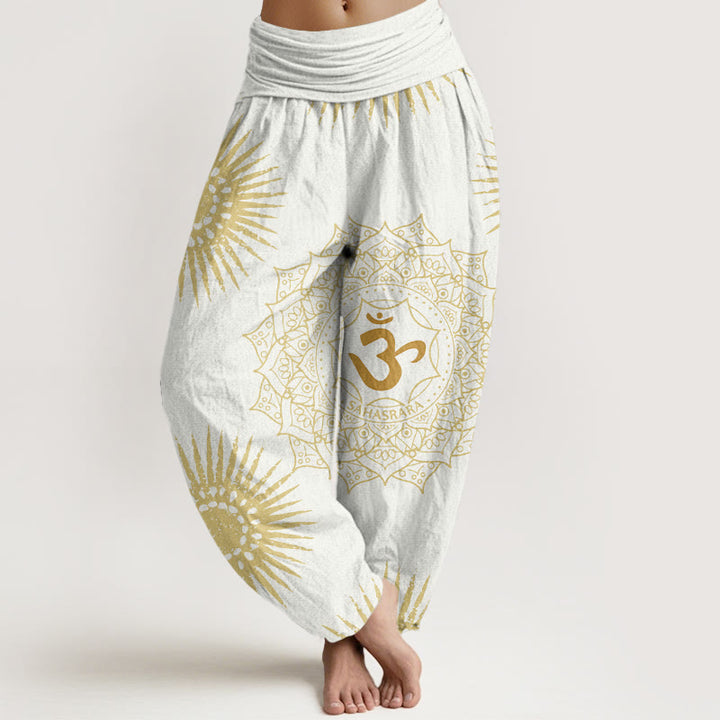 Buddha Stonesカジュアル マンダラ オムシンボル 太陽柄 レディース ハーレムパンツ - 白 - US22、 UK/AU26、 EU54 (6XL) - image 8