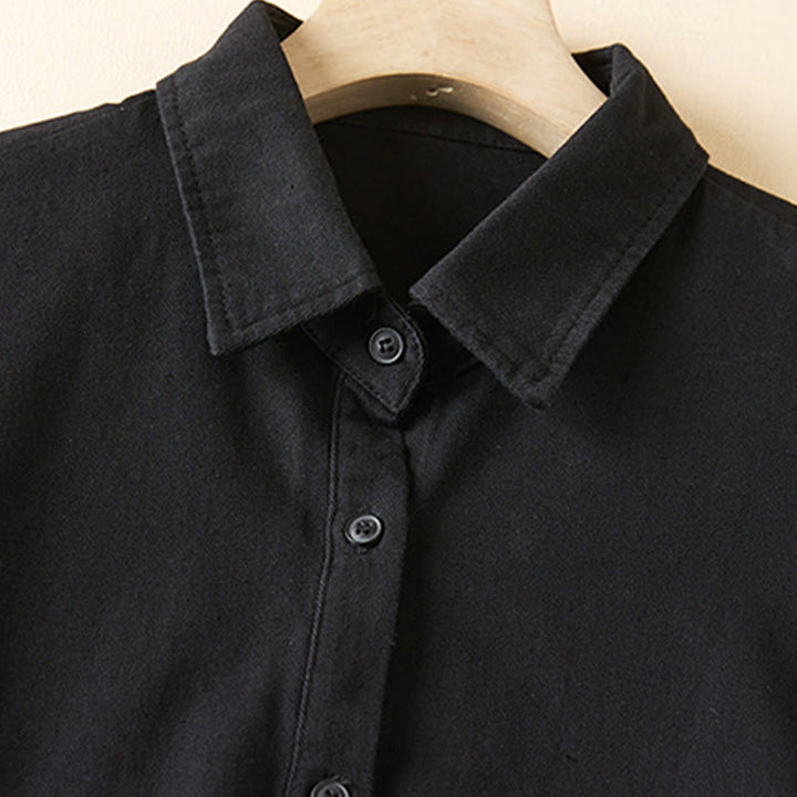 Buddha Stones秋 不規則なデザイン 長袖 レディース コットンリネン ラペルジャケット ポケット付き - image 11