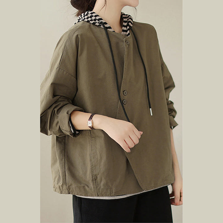 Buddha Stones春 無地 アシンメトリーデザイン 長袖 レディース コットンリネン ジャケット ポケット付き - image 14