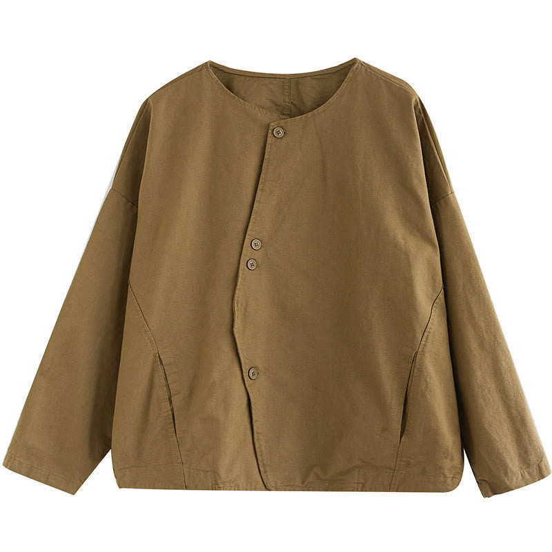 Buddha Stones春 無地 アシンメトリーデザイン 長袖 レディース コットンリネン ジャケット ポケット付き - image 10