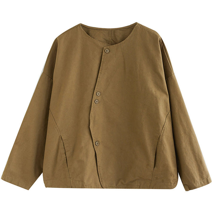 Buddha Stones春 無地 アシンメトリーデザイン 長袖 レディース コットンリネン ジャケット ポケット付き - image 10