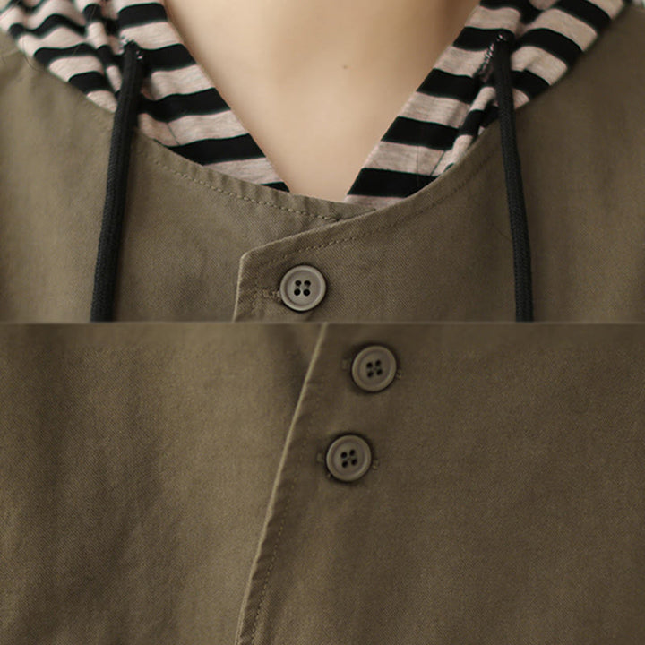 Buddha Stones春 無地 アシンメトリーデザイン 長袖 レディース コットンリネン ジャケット ポケット付き - image 18