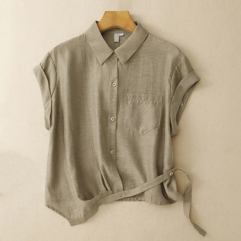 Buddha Stones半袖シャツ 7-8丈スカート ポケット付き コットンリネン レディース セット 2点セット - image 3