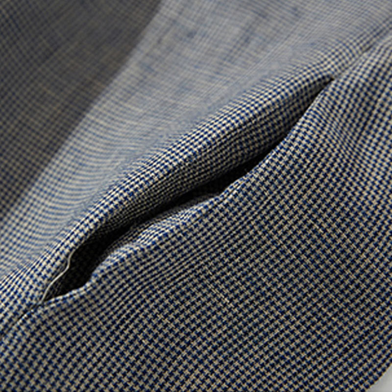 Buddha Stones Commute DimGray チェック柄 ランタン 長袖 コットンリネン ミディドレス ポケット付き - image 7