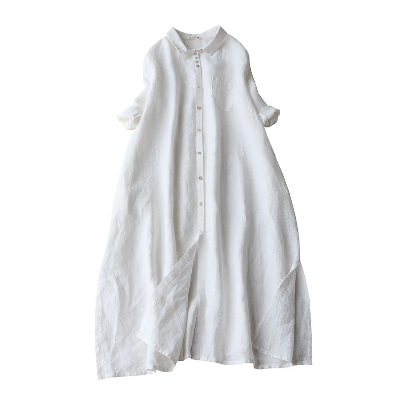 Buddha Stonesボタンデザインのラペル、七分袖、ポケット付きミディドレス - 白 - US8-10，UK/AU12-14，EU40-42 (2XL) - image 5
