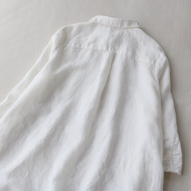 Buddha Stonesボタンデザインラペル七分袖ミディドレス（ポケット付き） - image 8