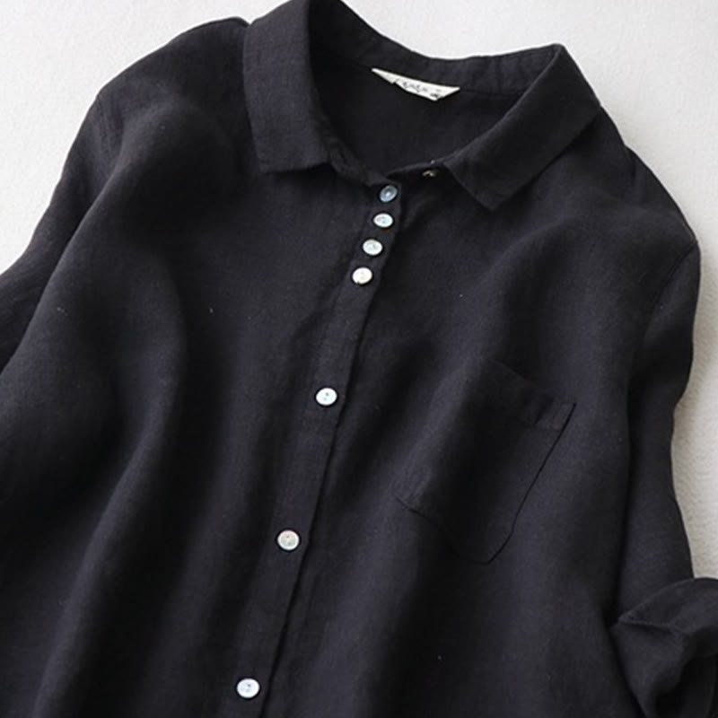 Buddha Stonesボタンデザインラペル七分袖ミディドレス（ポケット付き） - image 2