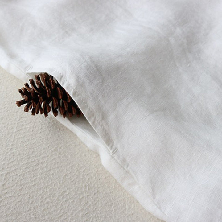 Buddha Stonesボタンデザインラペル七分袖コットンリネンミディドレス（ポケット付き） - image 9