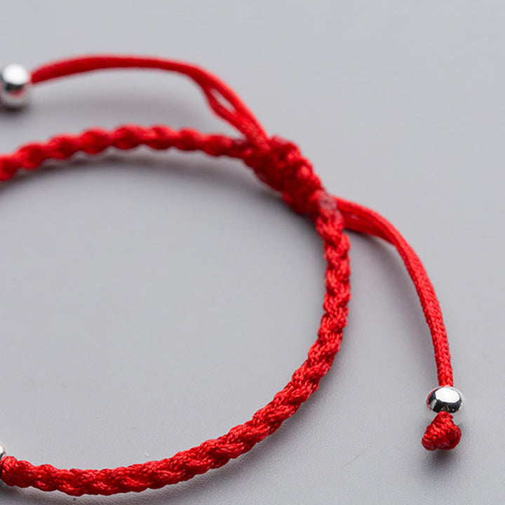 Buddha Stones925 スターリングシルバー ビーズ スノーフレーク エレファント赤紐幸運ブレスレット - image 4