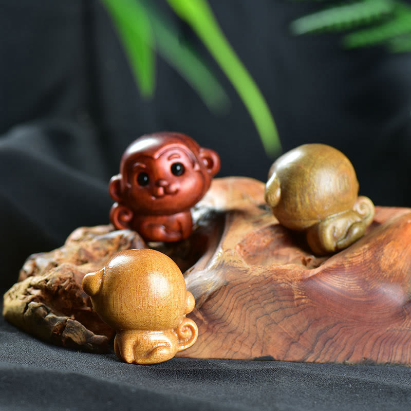 Buddha Stones緑白檀小葉紫檀かわいい猿 動物 平和 装飾 - image 14