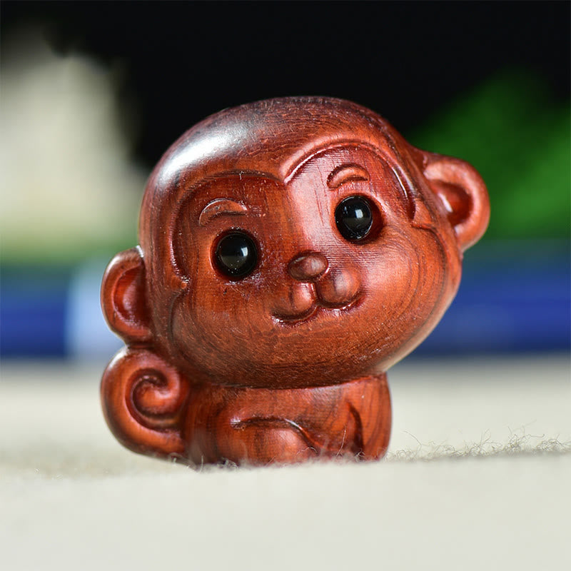 Buddha Stones緑白檀小葉紫檀かわいい猿 動物 平和 装飾 - 小葉紫檀モンキー（28×28×22mm） - image 11