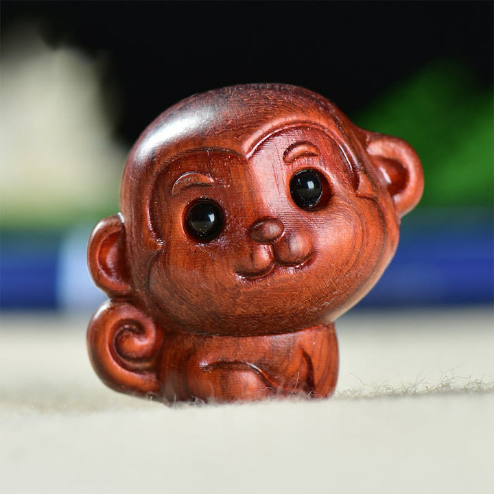 Buddha Stones緑白檀小葉紫檀かわいい猿 動物 平和 装飾 - 小葉紫檀モンキー（28×28×22mm） - image 11
