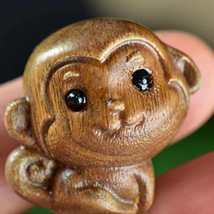 Buddha Stones緑白檀小葉紫檀かわいい猿 動物 平和 装飾 - image 3