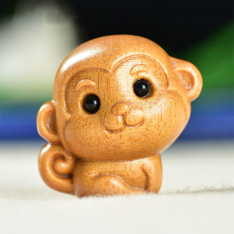 Buddha Stones緑白檀小葉紫檀かわいい猿 動物 平和 装飾 - 白檀モンキー（28×28×22mm） - image 9