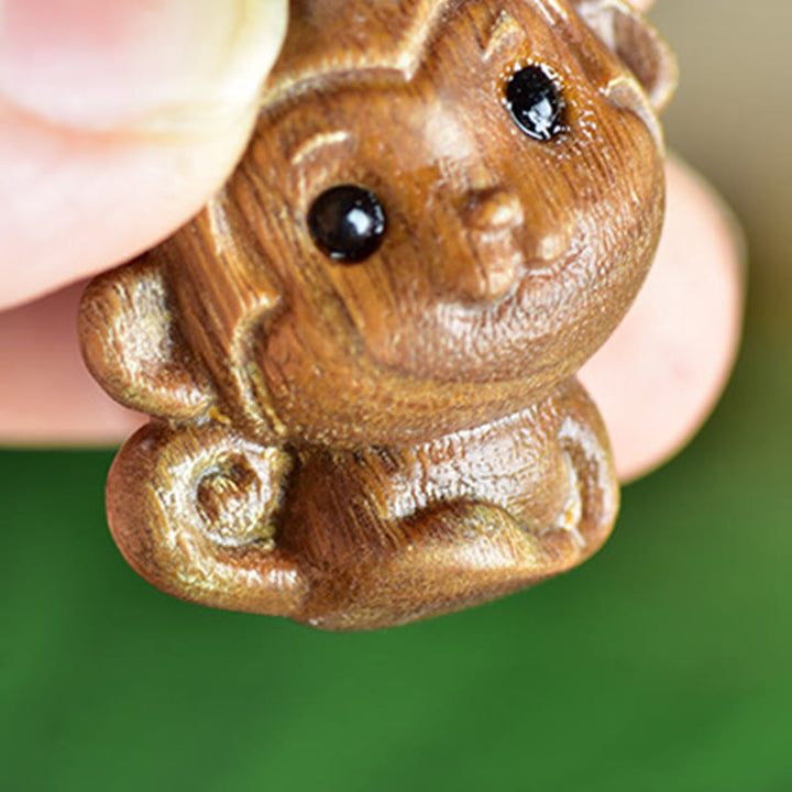 Buddha Stones緑白檀小葉紫檀かわいい猿 動物 平和 装飾 - image 4