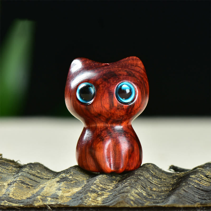 Buddha Stones黒檀小葉紫檀かわいい猫 動物 落ち着いた装飾 - 小葉紫檀（33×24×21mm） - image 9
