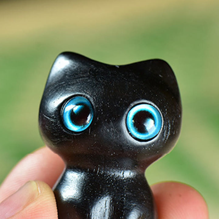 Buddha Stones黒檀小葉紫檀かわいい猫 動物 落ち着いた装飾 - image 3