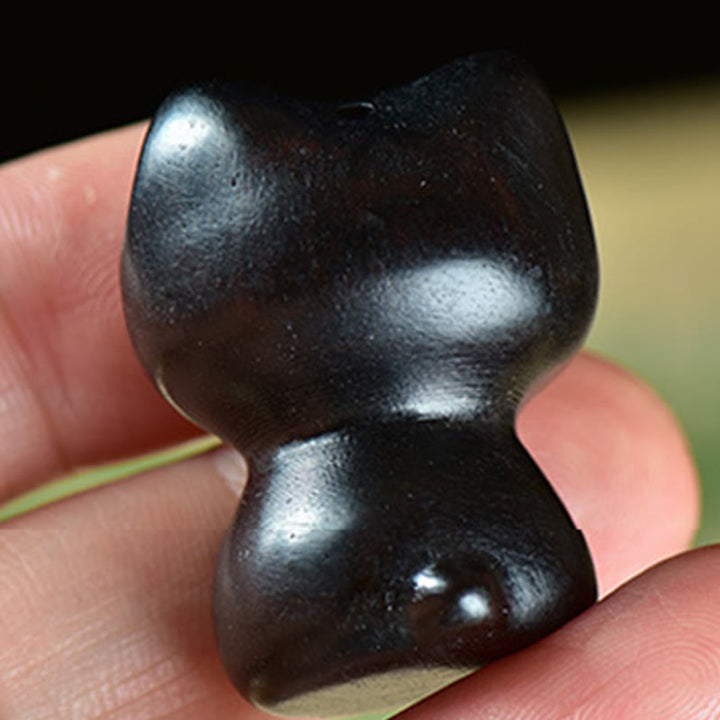 Buddha Stones黒檀小葉紫檀かわいい猫 動物 落ち着いた装飾 - image 4