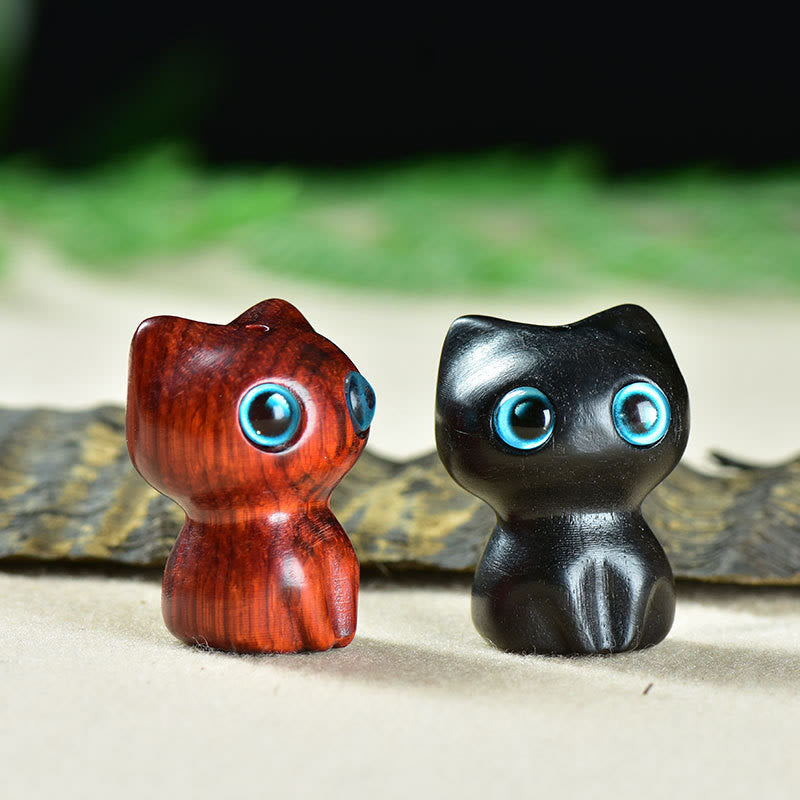 Buddha Stones黒檀小葉紫檀かわいい猫 動物 落ち着いた装飾 - image 17
