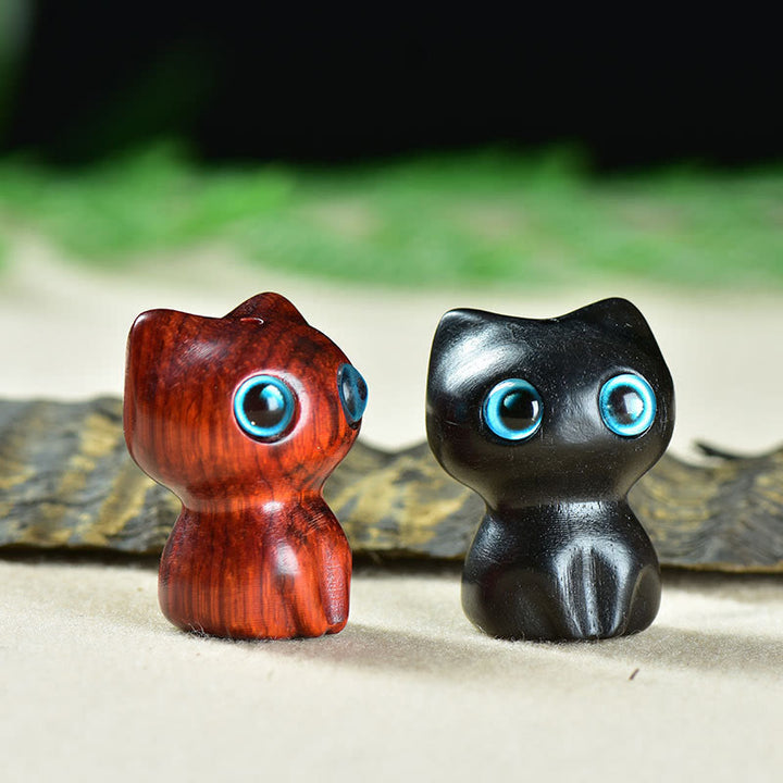Buddha Stones黒檀小葉紫檀かわいい猫 動物 落ち着いた装飾 - image 17