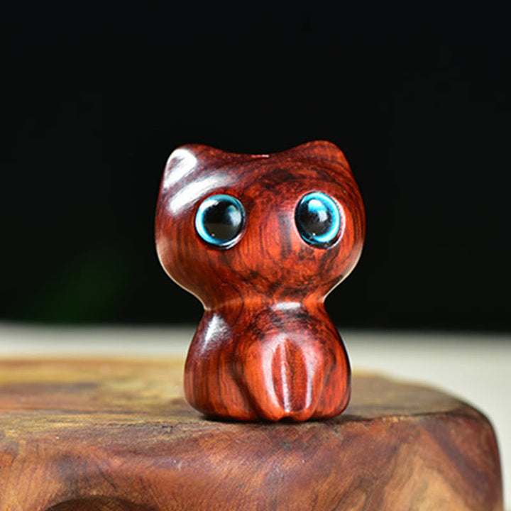 Buddha Stones黒檀小葉紫檀かわいい猫 動物 落ち着いた装飾 - image 10