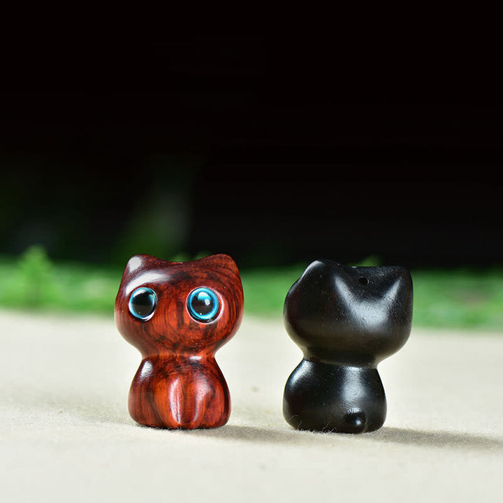 Buddha Stones黒檀小葉紫檀かわいい猫 動物 落ち着いた装飾 - image 18
