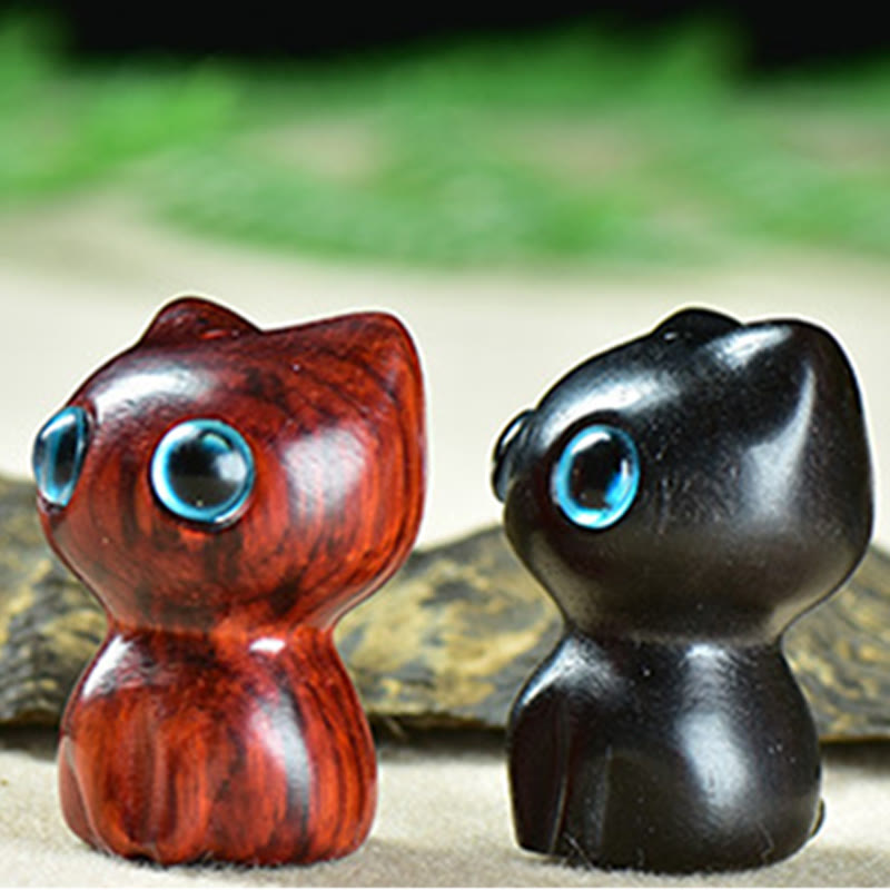 Buddha Stones黒檀小葉紫檀かわいい猫 動物 落ち着いた装飾 - image 13