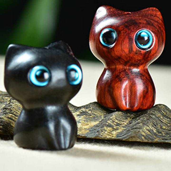 Buddha Stones黒檀小葉紫檀かわいい猫 動物 落ち着いた装飾 - image 21