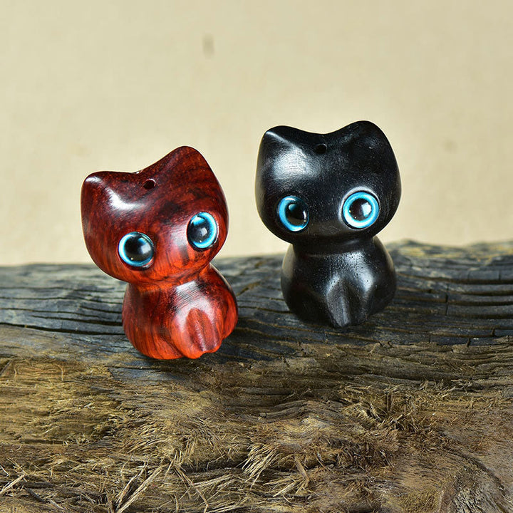 Buddha Stones黒檀小葉紫檀かわいい猫 動物 落ち着いた装飾 - image 19