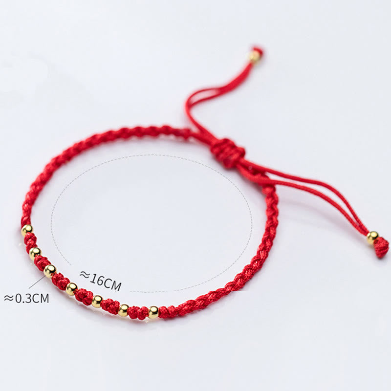 Buddha Stones925スターリングシルバーメッキゴールド赤紐編み込み守護ブレスレット - image 13