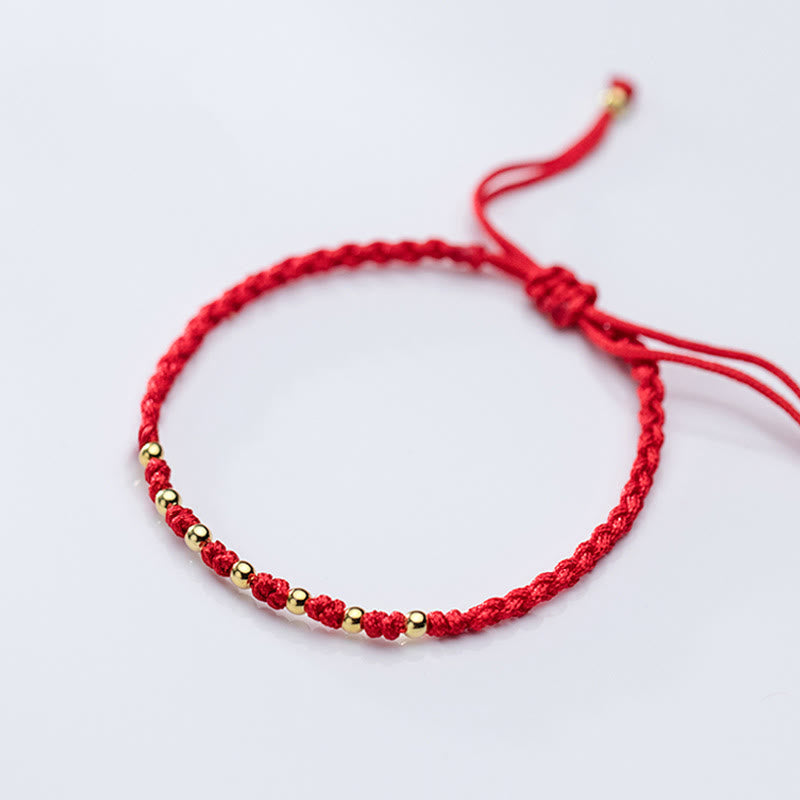 Buddha Stones925スターリングシルバーメッキゴールド赤紐編み込み守護ブレスレット - image 11