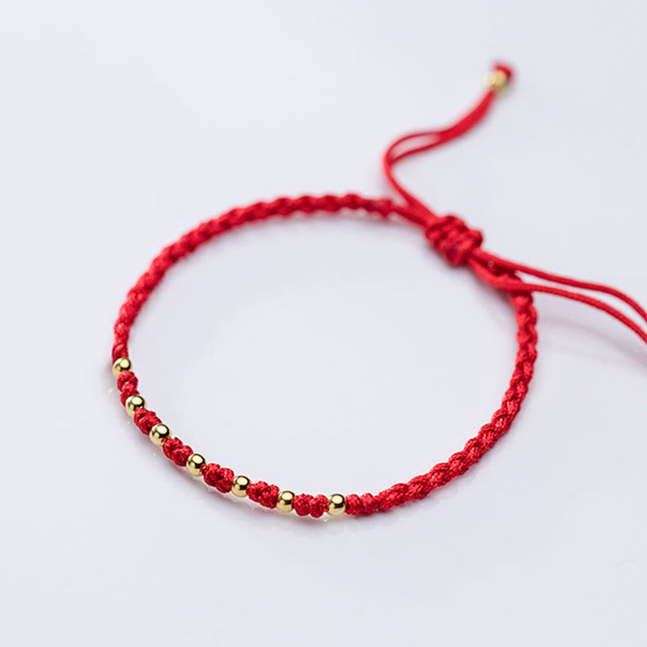 Buddha Stones925スターリングシルバーメッキゴールド赤紐編み込み守護ブレスレット - image 11