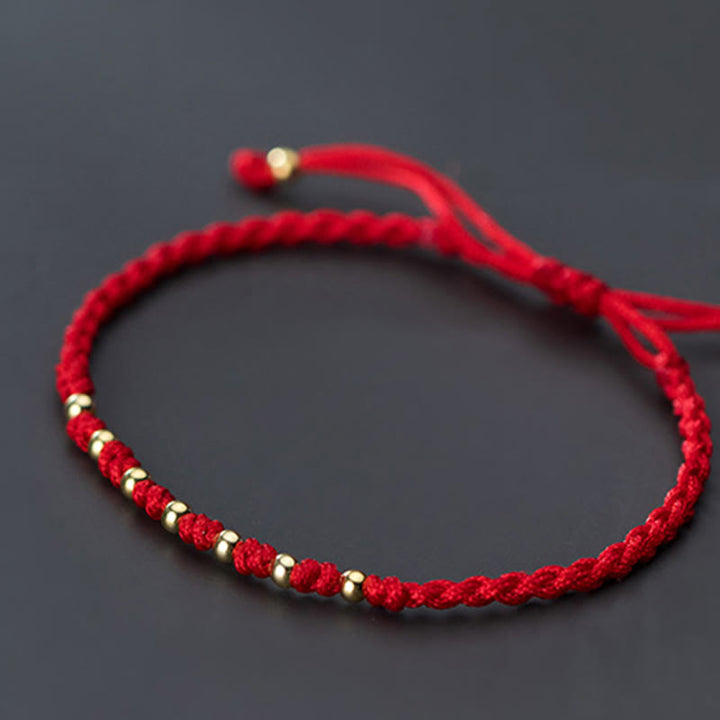 Buddha Stones925スターリングシルバーメッキゴールド赤紐編み込み守護ブレスレット - image 12