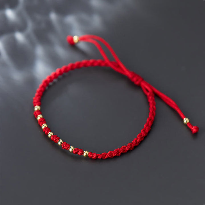 Buddha Stones925スターリングシルバーメッキゴールド赤紐編み込み守護ブレスレット - image 8