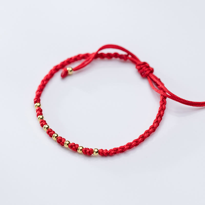 Buddha Stones925スターリングシルバーメッキゴールド赤紐編み込み守護ブレスレット - image 10
