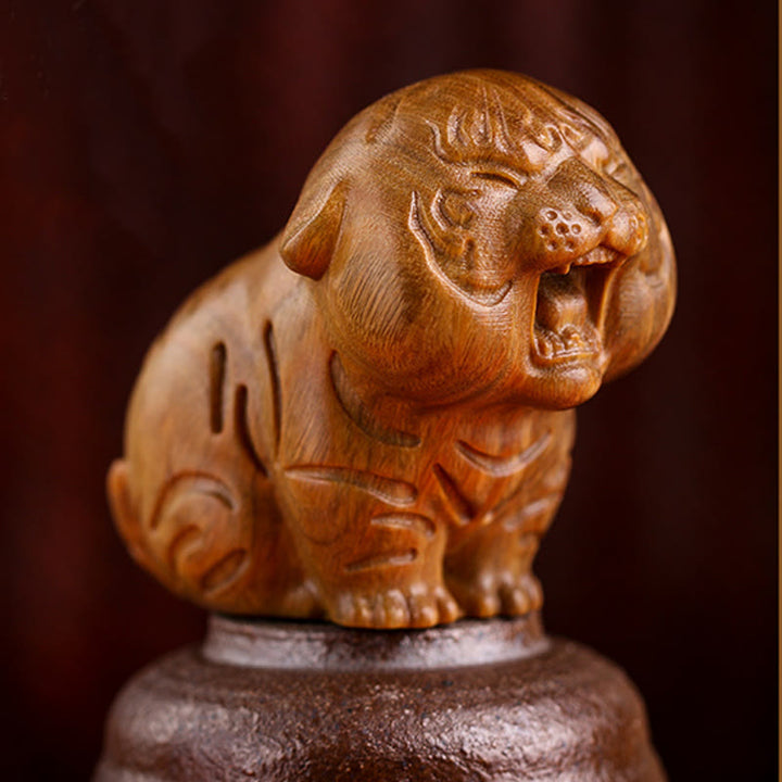 Buddha Stones緑白檀 かわいい虎の動物 ポジティブな装飾 - image 4