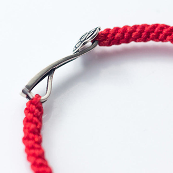 Buddha Stonesレトロ925スターリングシルバー如意念珠赤い赤紐編み幸運ブレスレット - image 9