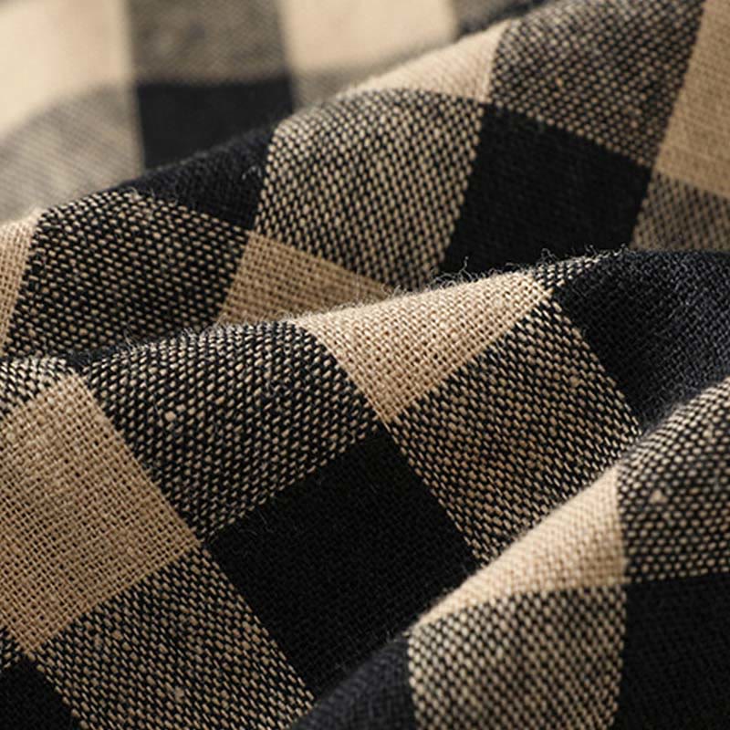 Buddha Stonesカジュアルコットンステッチグリッドレディース7-8丈ワイドレッグパンツ（ポケット付き） - image 6