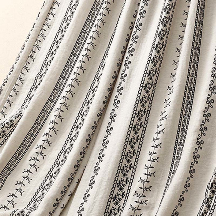 Buddha Stonesカジュアル 縦プリント コットンリネン レディース ワイドレッグパンツ ポケット付き - image 13