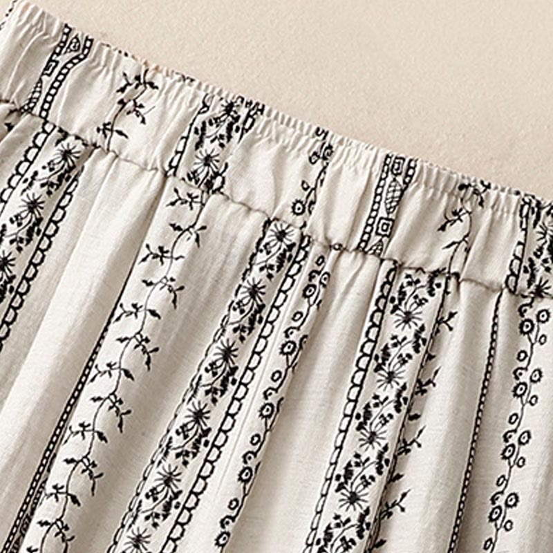 Buddha Stonesカジュアル 縦プリント コットンリネン レディース ワイドレッグパンツ ポケット付き - image 10