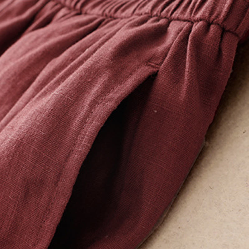 Buddha Stonesサマープレーン レディース コットンリネン ハーレムパンツ ポケット付き - image 9