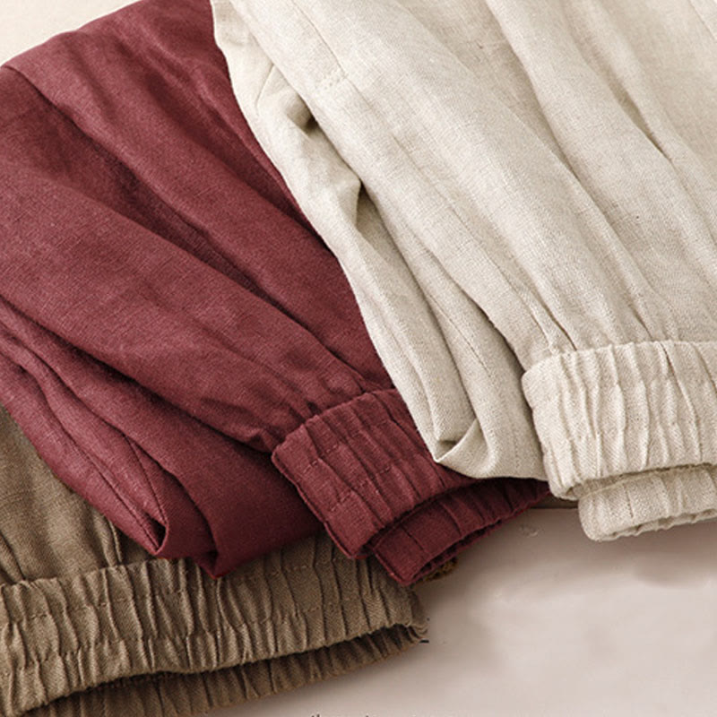 Buddha Stonesサマープレーン レディース コットンリネン ハーレムパンツ ポケット付き - image 19