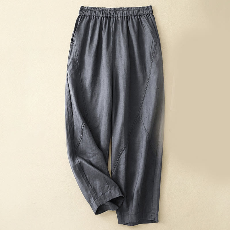 Buddha Stonesカジュアル 無地 クロップドパンツ レディース ハーレムパンツ ポケット付き - スチールブルー - US8-10，UK/AU12-14，EU40-42 (2XL) - image 0