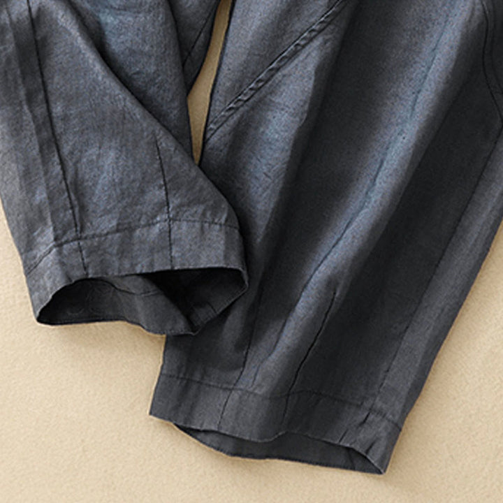 Buddha Stonesカジュアル 無地 クロップドパンツ レディース コットンリネン ハーレムパンツ ポケット付き - image 3