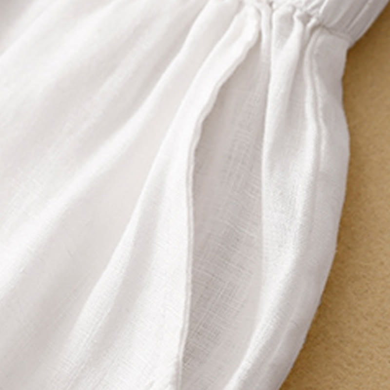 Buddha Stonesカジュアル 無地 クロップドパンツ レディース コットンリネン ハーレムパンツ ポケット付き - image 7