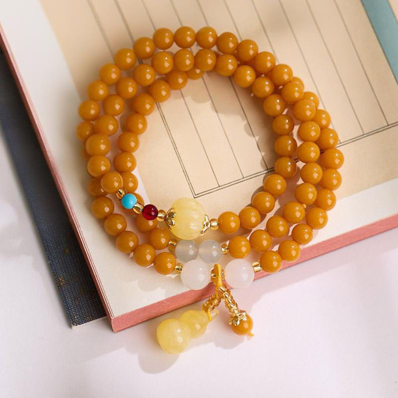 Buddha Stonesアンバー ひょうたん マルチレイヤー 自信ブレスレット - 6mm琥珀（手首周り：14～16cm） - image 10
