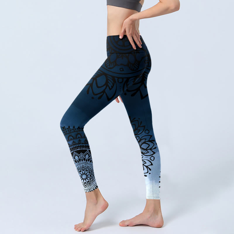 Buddha Stones円形マンダラフラワープリントジムレギンスレディースヨガパンツ - image 2