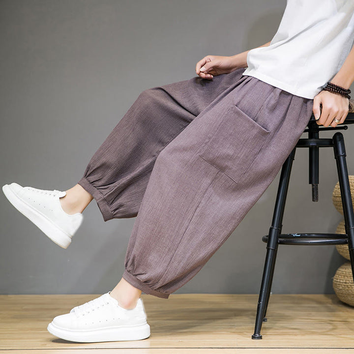 Buddha Stonesカジュアル 7-8丈 クロップド メンズ ハーレムパンツ サイドポケット付き - image 34