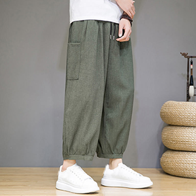 Buddha Stonesカジュアル 7-8丈 クロップド メンズ ハーレムパンツ サイドポケット付き - image 2