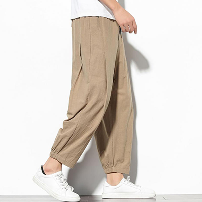 Buddha Stones夏 メンズ 7-8丈 コットンリネン キャロットパンツ ポケット付き - image 9